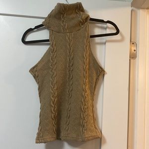 Solid High Neck Tank Top Mocha Brown Size 2